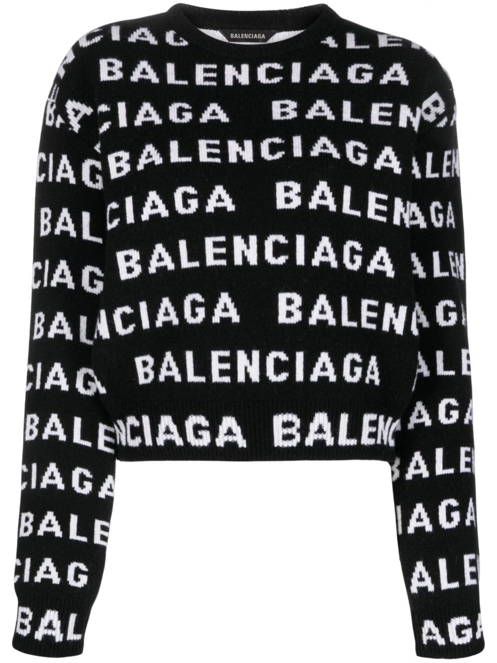 BALENCIAGA Black and White Allover Logo Sweater for Women from SS24 Collection