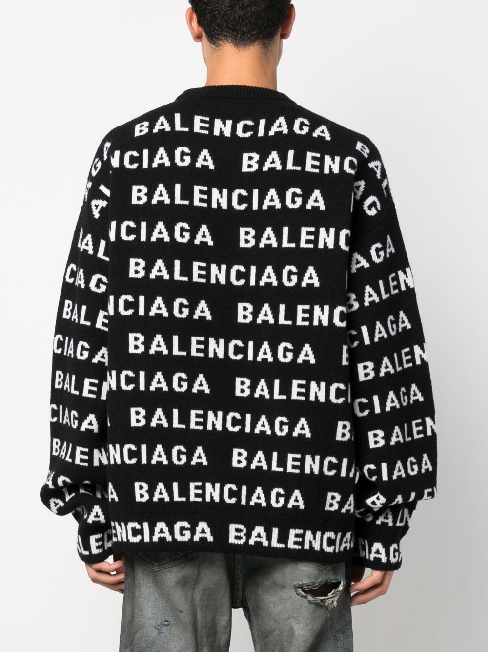 BALENCIAGA Classic White Men's All-Over Sweater for FW23