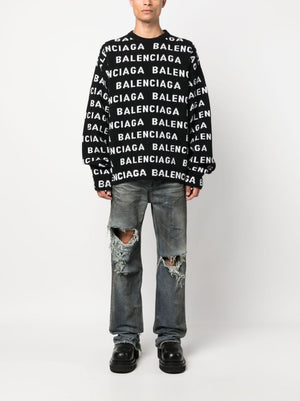 BALENCIAGA Luxurious Men's White Wool Sweater for FW23