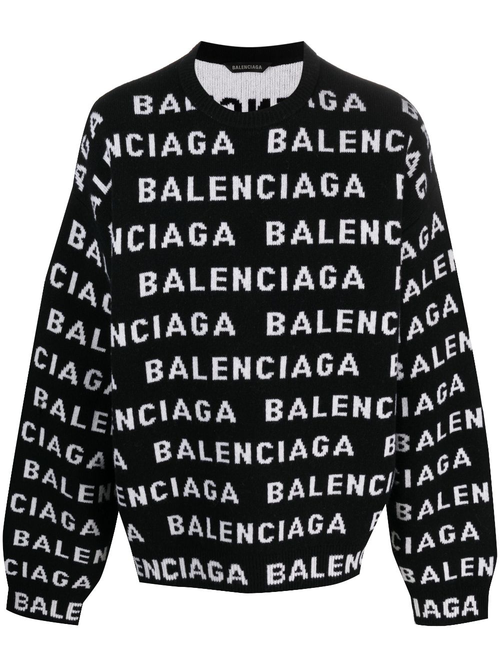 BALENCIAGA Men's Allover Logo Knit Crewneck Sweater