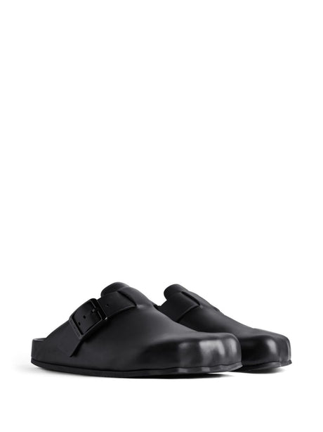 BALENCIAGA Men's Black Leather Sandals for SS24