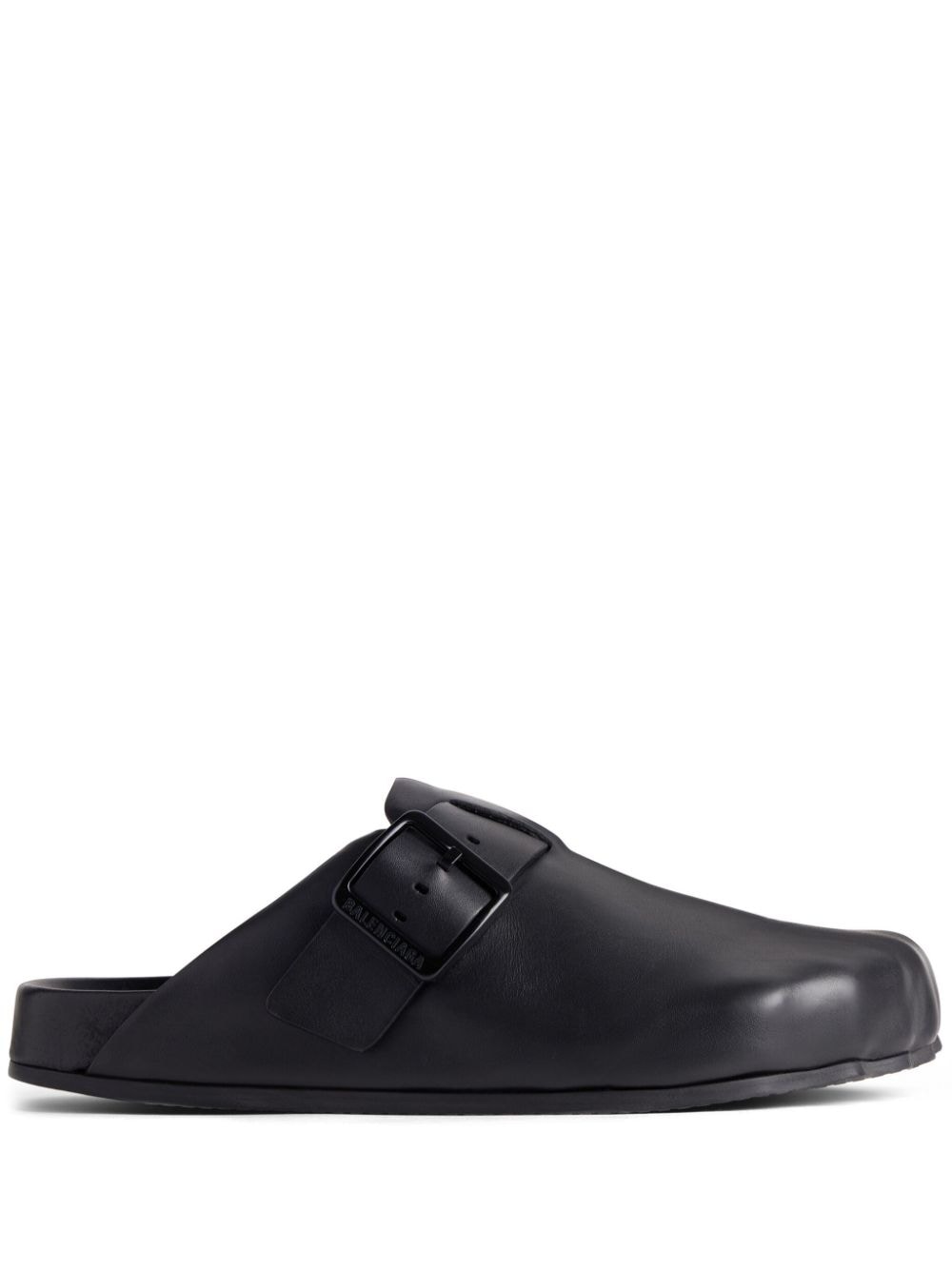 BALENCIAGA Men's Black Leather Sandals for SS24