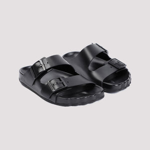 BALENCIAGA Men's Black Leather Sandals for SS24