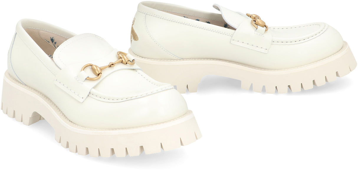 GUCCI White Horsebit Leather Loafers for Women - SS24 Collection