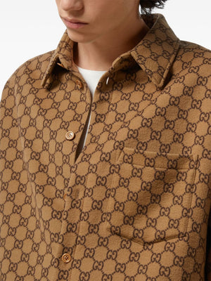 GUCCI 2024 Fashion Men's Brown Long Sleeve Jacket with Buttoned Front