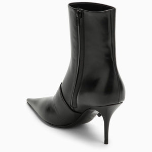 BALENCIAGA Black Leather Pointed Toe Ankle Boot for Women