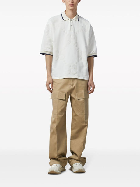 GUCCI Beige Wide-Leg Cotton Cargo Trousers for Men