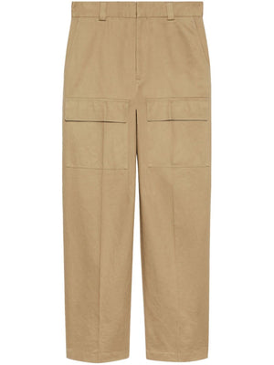 GUCCI Beige Wide-Leg Cotton Cargo Trousers for Men