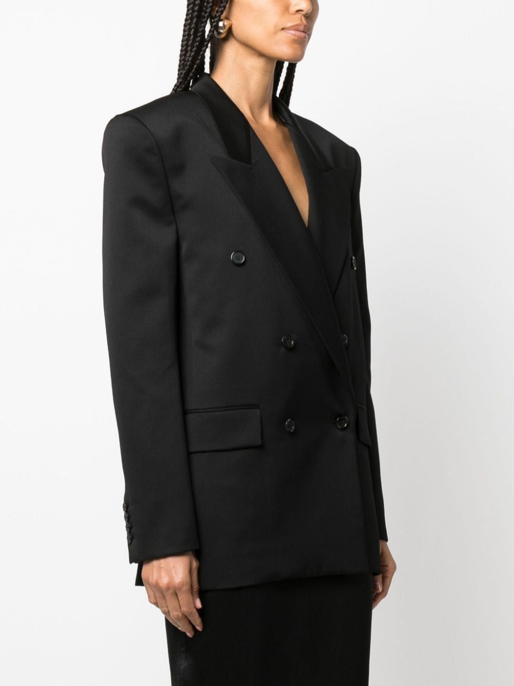 SAINT LAURENT Black Wool Double-Breasted Jacket for Women - FW23