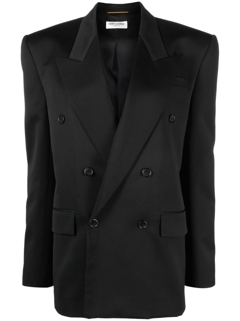 SAINT LAURENT Black Wool Double-Breasted Jacket for Women - FW23