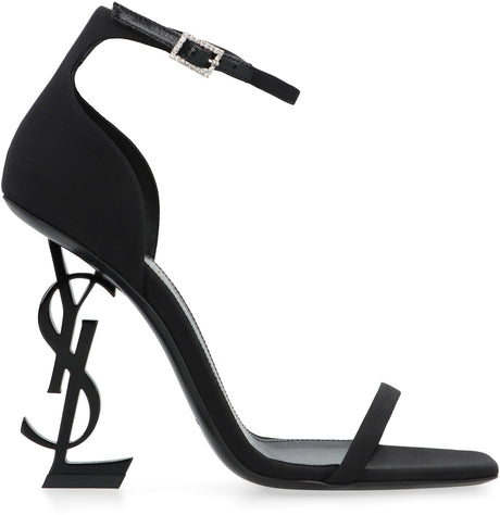 SAINT LAURENT Black Satin Sculpture Heel Sandals for Women - FW23 Collection