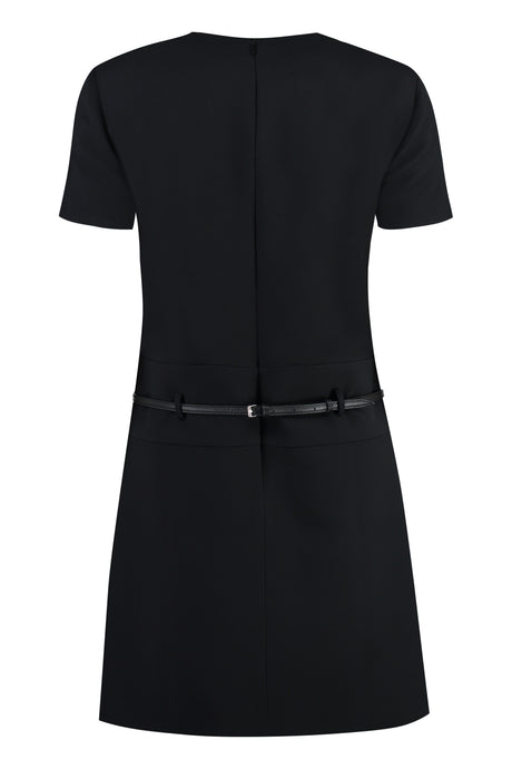 GUCCI Pleated Mini Dress with Leather Belt