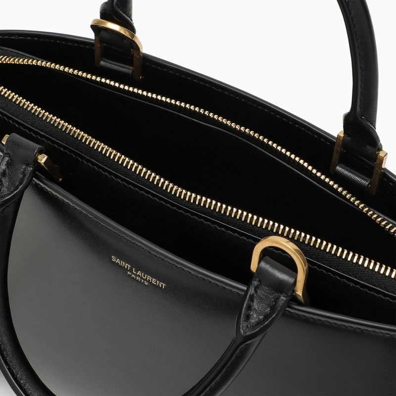 SAINT LAURENT Mini Shiny Leather Duffle Handbag