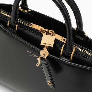 SAINT LAURENT Mini Shiny Leather Duffle Handbag