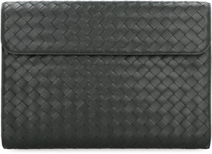 BOTTEGA VENETA Men's Green Woven Leather Briefcase - FW23 Collection