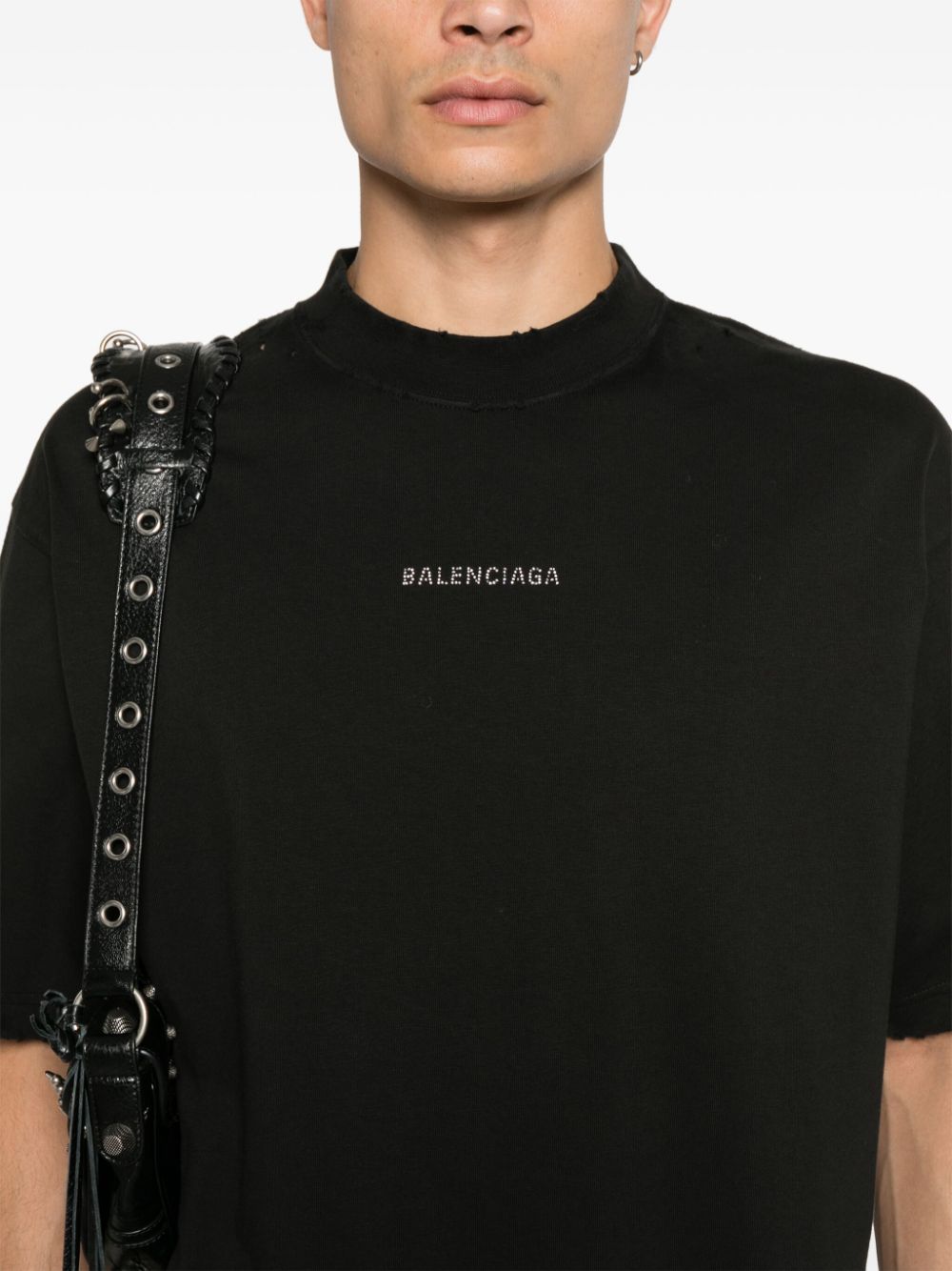 BALENCIAGA Distressed Effect Embellished T-Shirt - Unisex Standard Sizing