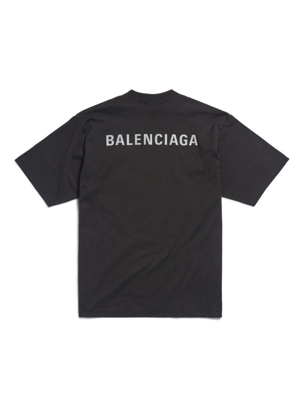 Black Cotton T-Shirt with Reflective Logo Print