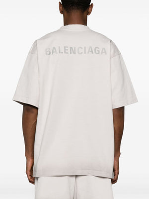 Áo thun đen phản quang với logo Balenciaga cho nữ cỡ vừa vừa