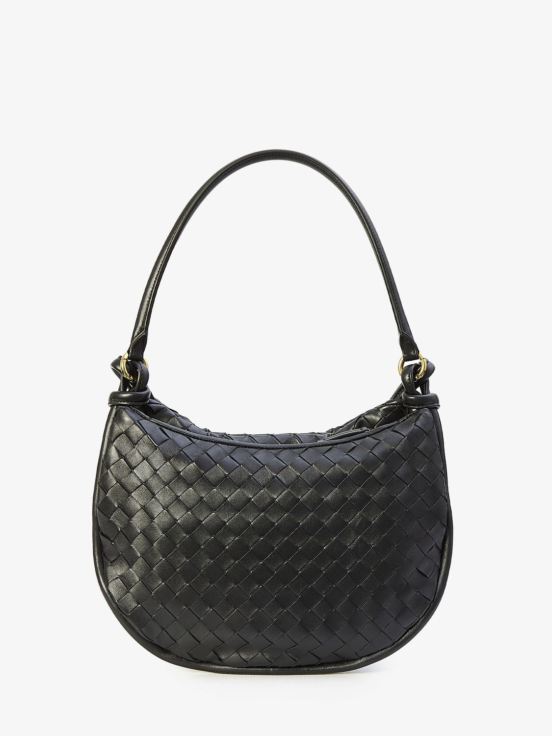 Black Intrecciata Nappa Shoulder Bag with Removable Handle