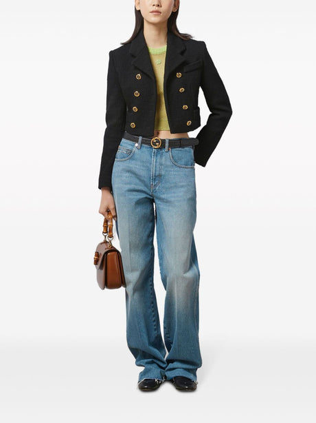 Quần Jeans Cotton Bạc phốt rộng kiểu hiện đại cho phụ nữ