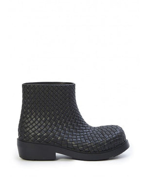 Black Biodegradable Intrecciato Ankle Boots