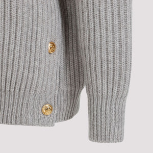 GUCCI Grey Ribbed Wool-Cashmere Sweater for Women