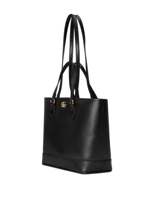 GUCCI Mini Ophidia Black Pebbled Calfskin Tote with Gold-Tone Accents - 31cm x 25cm x 13cm