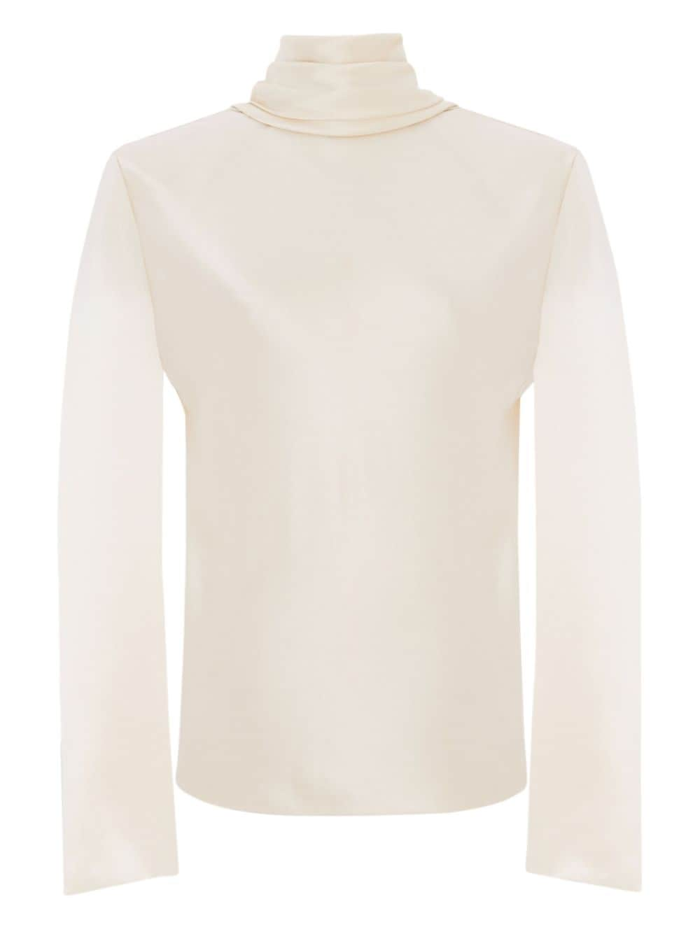 SAINT LAURENT Timeless Off-White Silk Roll Neck Blouse