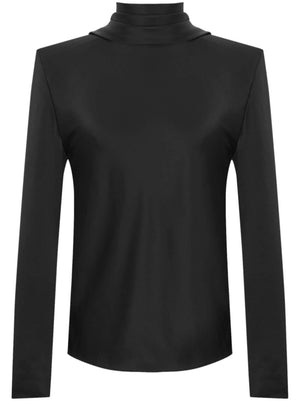 SAINT LAURENT Elegant Long Sleeve Black Draped Top - FW23 Collection