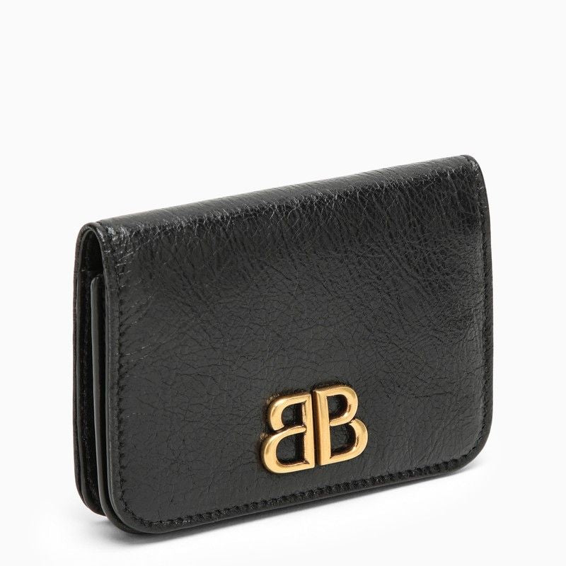 BALENCIAGA Luxurious Black Leather Card Case for Fashion-Forward Women