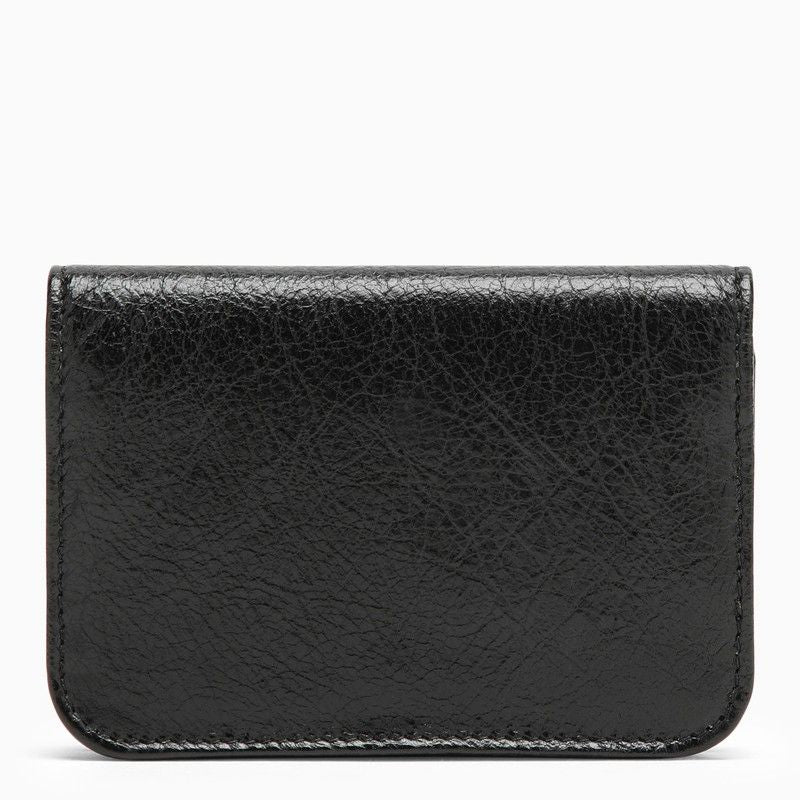 BALENCIAGA Luxurious Black Leather Card Case for Fashion-Forward Women