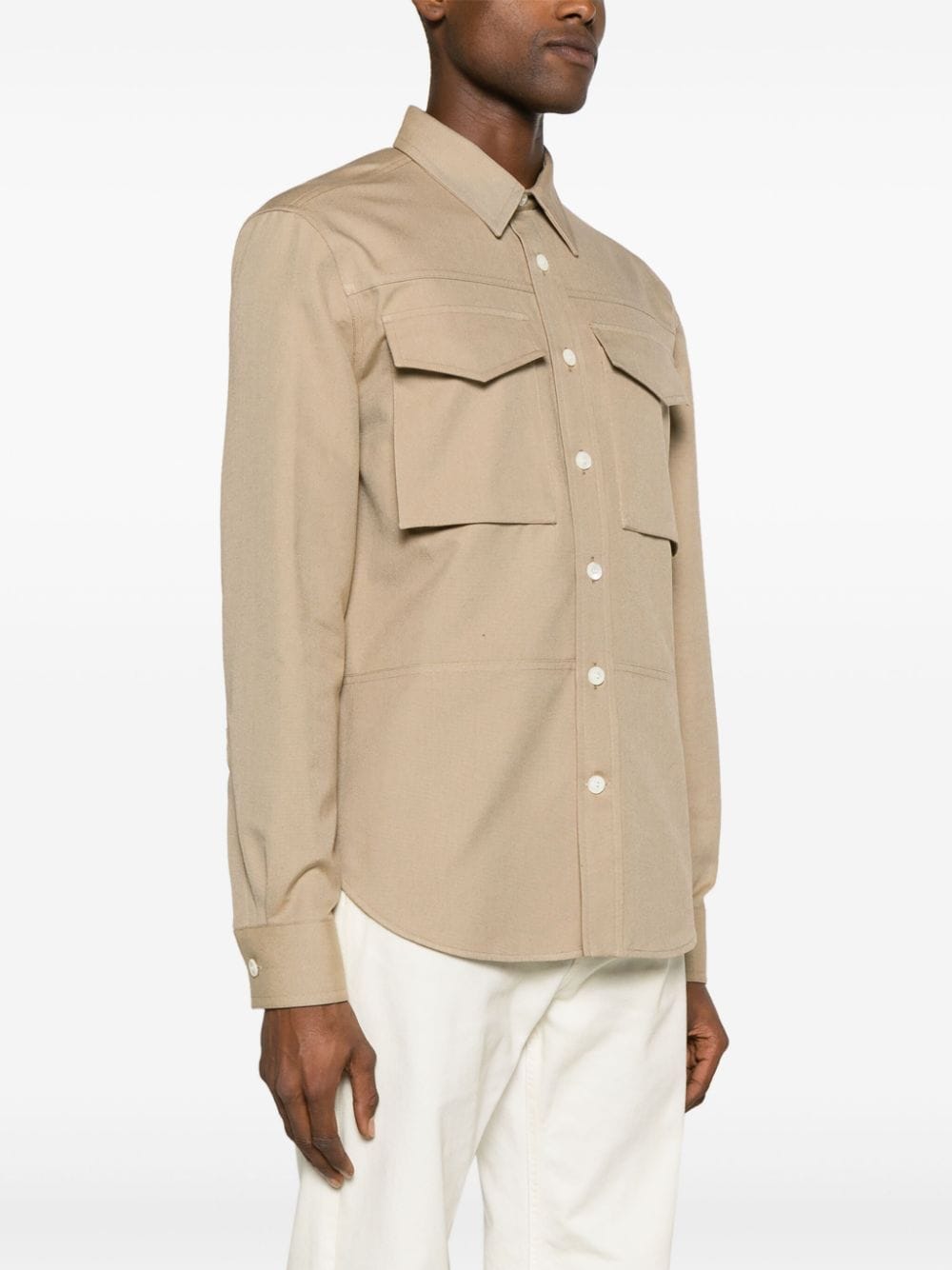 ALEXANDER MCQUEEN Beige Cotton Collared Cargo Shirt for Men - SS24