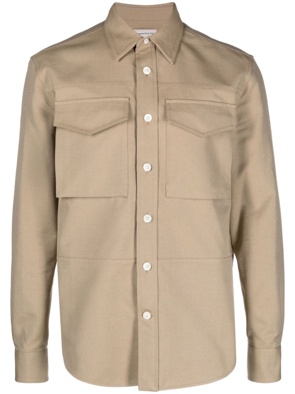 ALEXANDER MCQUEEN Beige Cotton Collared Cargo Shirt for Men - SS24