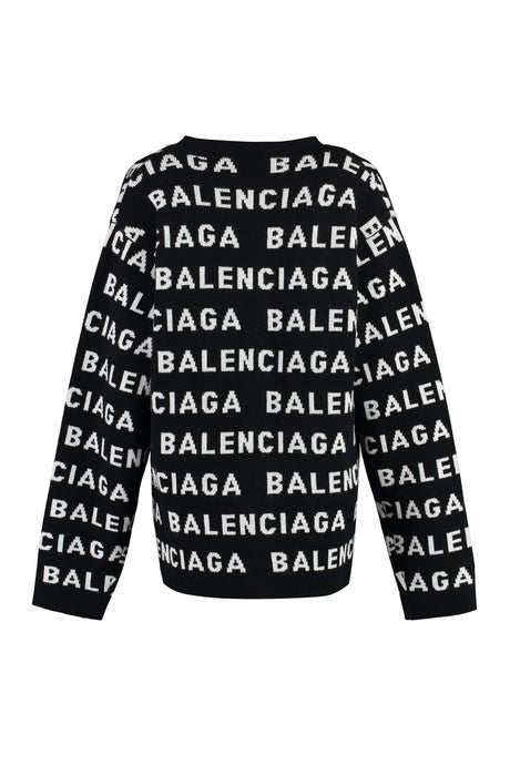 Oversize Wool Cardigan for Women in Black - Ribbed Knit Edges, Balenciaga Style