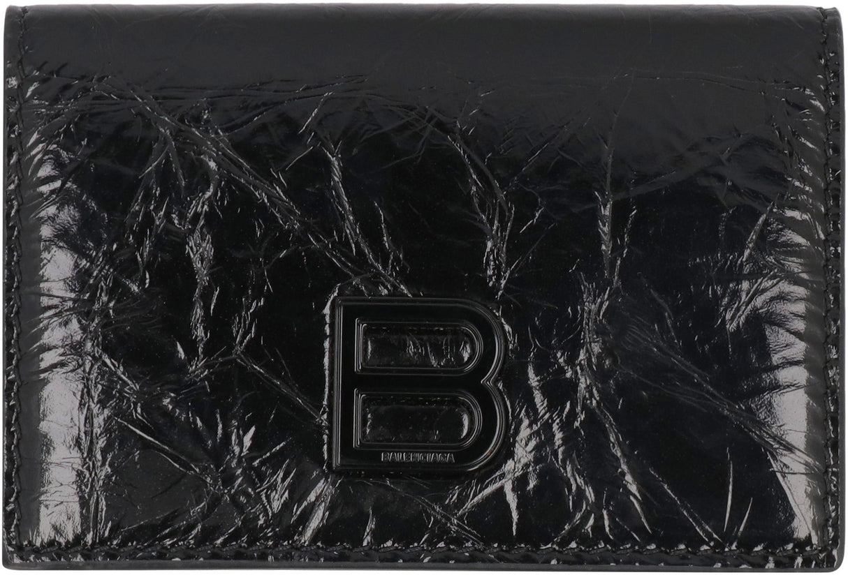 BALENCIAGA Mini Leather Wallet with Snap Closure