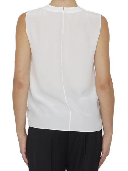 SAINT LAURENT Elegant Silk Top with Keyhole Back