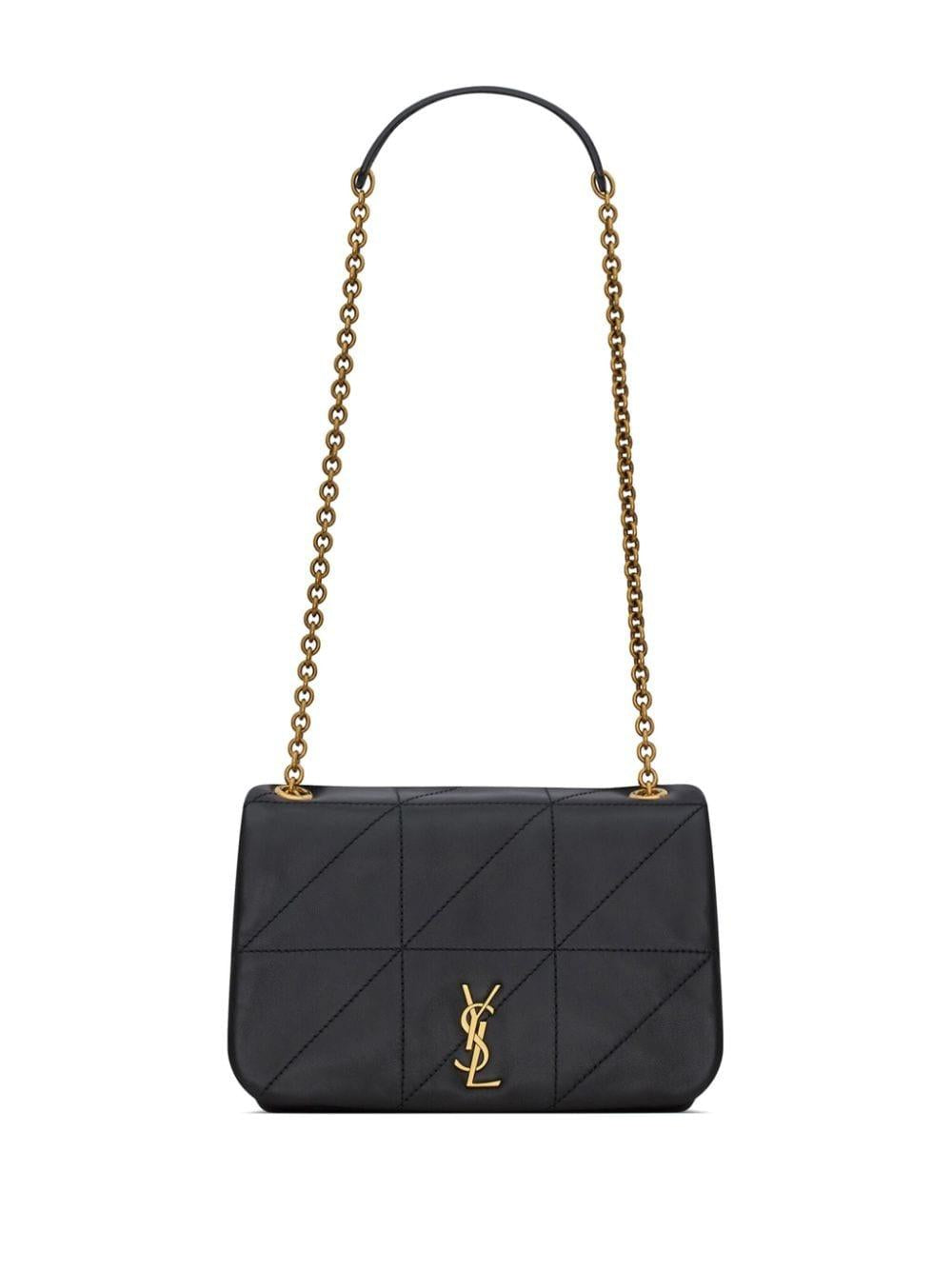 SAINT LAURENT Quilted Lambskin Mini Shoulder Bag in Black with Bronze Monogram 4.3 - Women