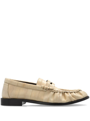 SAINT LAURENT Light Beige Leather Slip-On Moccasins for Women