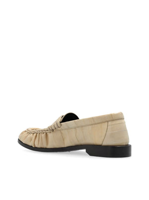 SAINT LAURENT Light Beige Leather Slip-On Moccasins for Women