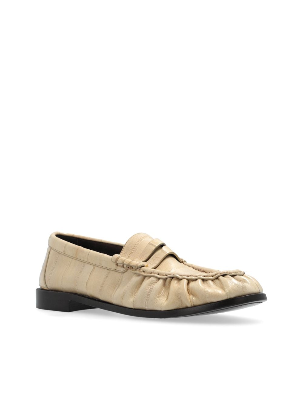 SAINT LAURENT Light Beige Leather Slip-On Moccasins for Women