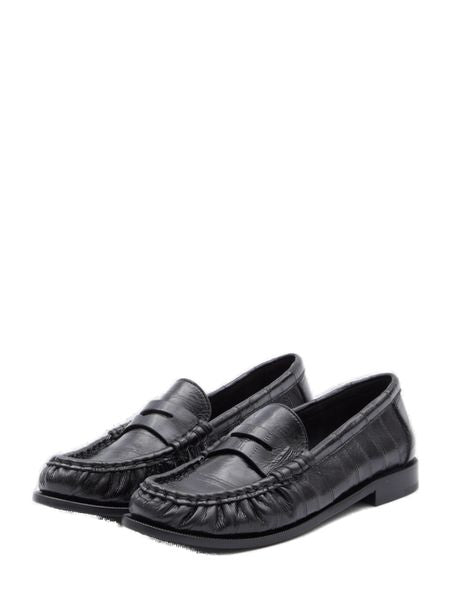 SAINT LAURENT Black Leather Loafers for Women