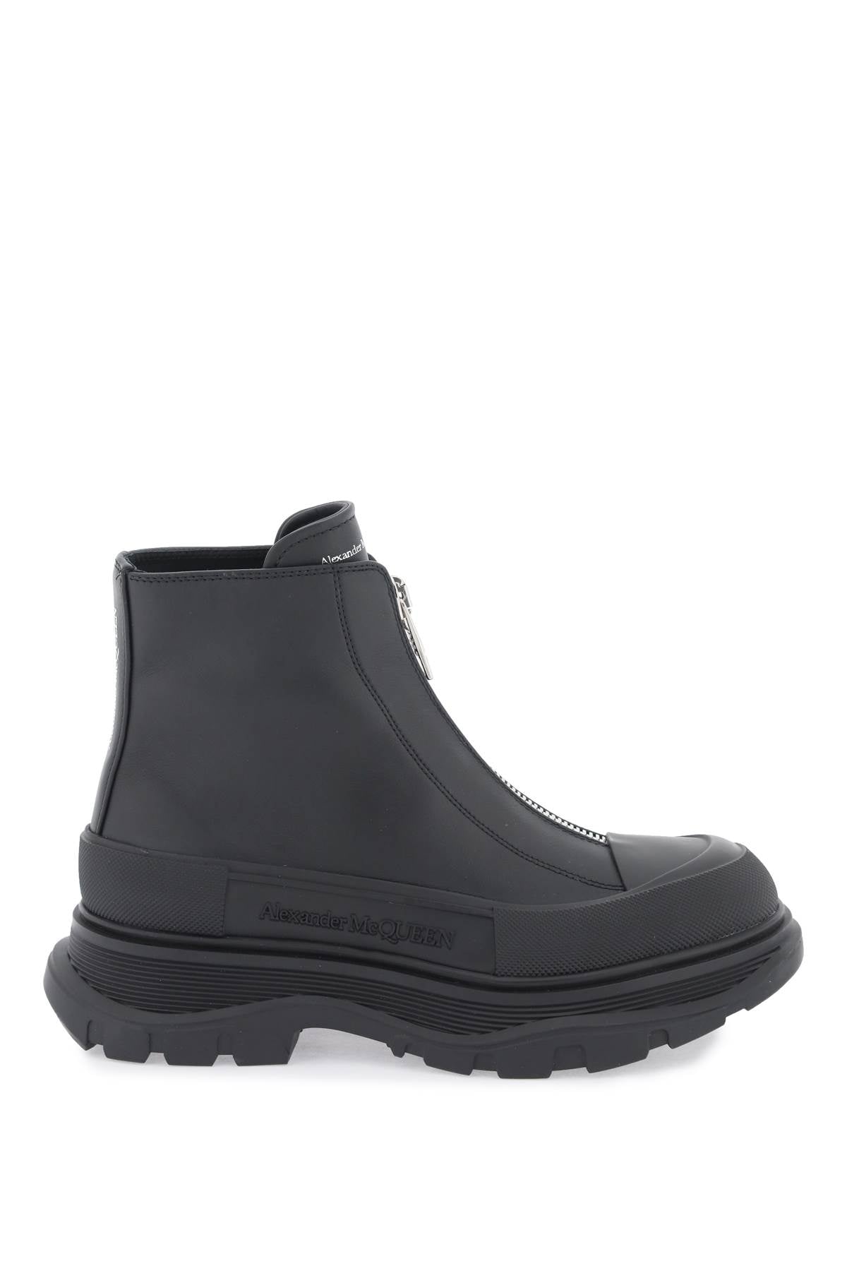 ALEXANDER MCQUEEN Black Zip Tread Slick Boot for Women