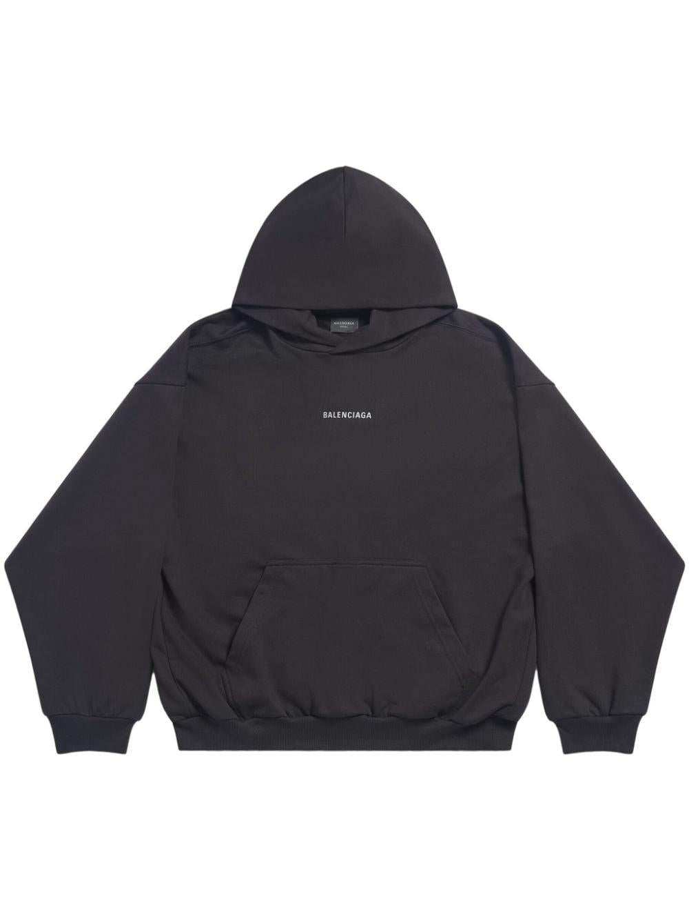 BALENCIAGA Men's Black Cotton Hoodie for SS24