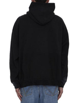 BALENCIAGA Urban Stencil Hoodie - Black Cotton Fleece