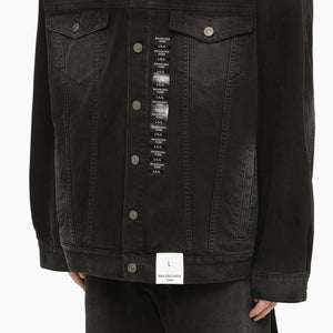 BALENCIAGA Black Denim Jacket with Size Stickers for Men