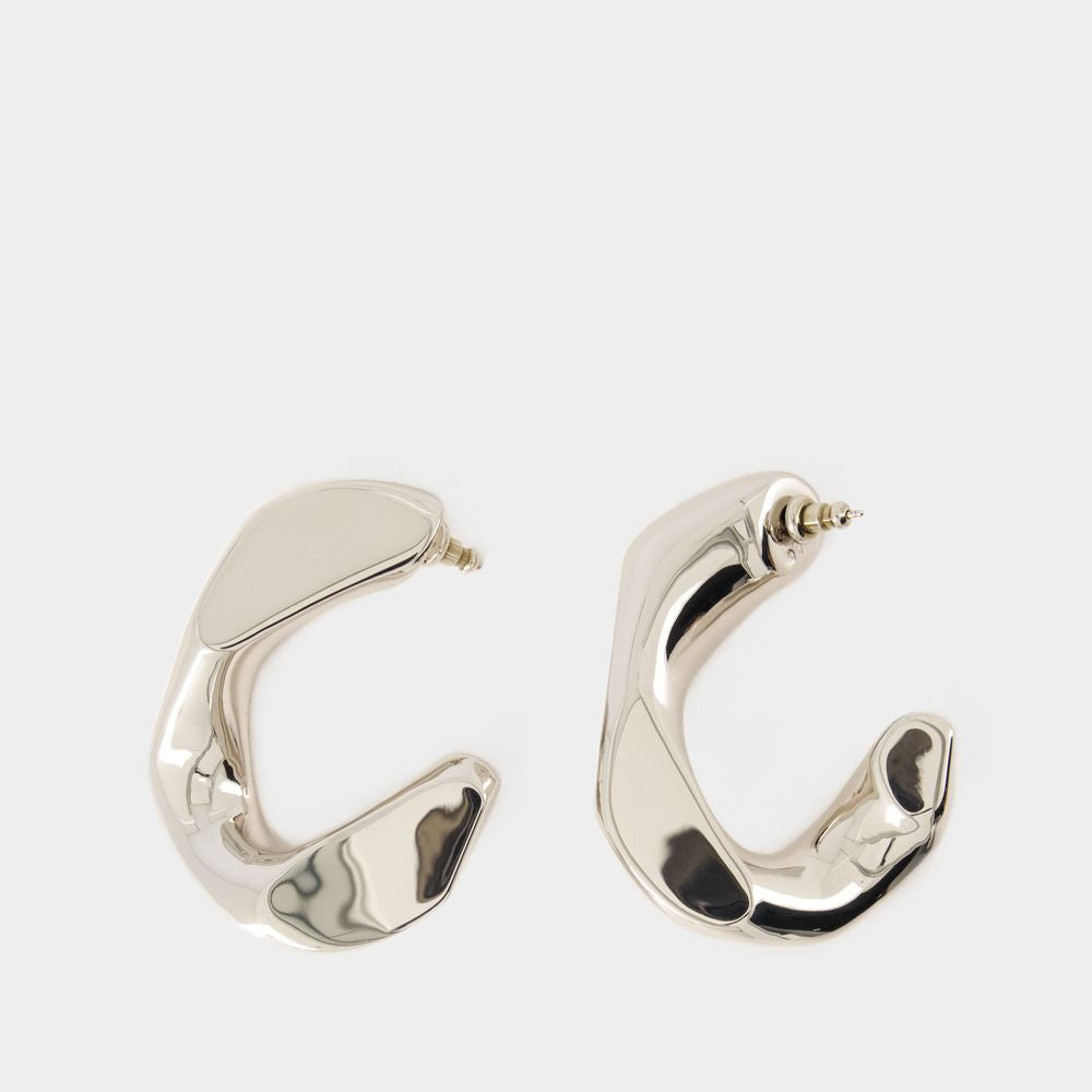灰色鍊條圈形耳環
