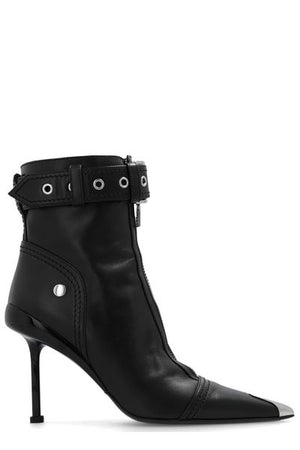 أحذية كاحل نسائية بتصميم جلد أسود أنيقة - مجموعة FW 2024