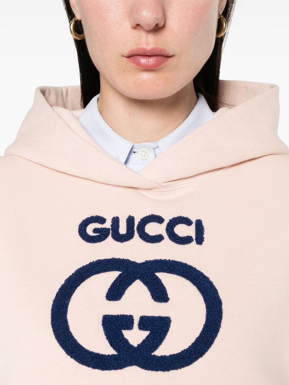 Áo Hoodie Màu Hồng Nhạt Bằng Cotton Với Logo G Ăn Khớp Và Lớp Lót Terry Pháp Dành Cho Nữ
