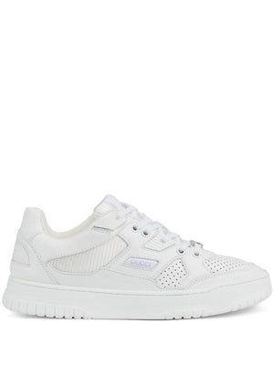 GUCCI White Leather Sneakers with Perforated Details and Interlocking G Lace-Up Closure