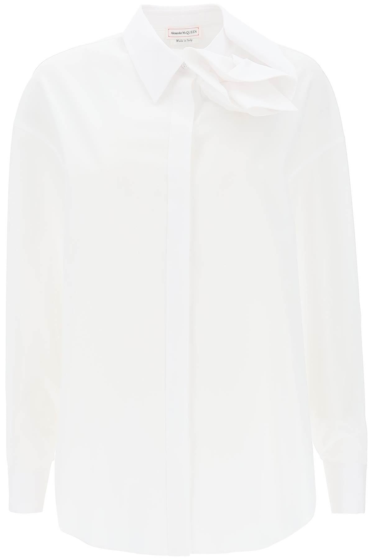 ALEXANDER MCQUEEN Floral White Cotton Poplin Shirt for Women